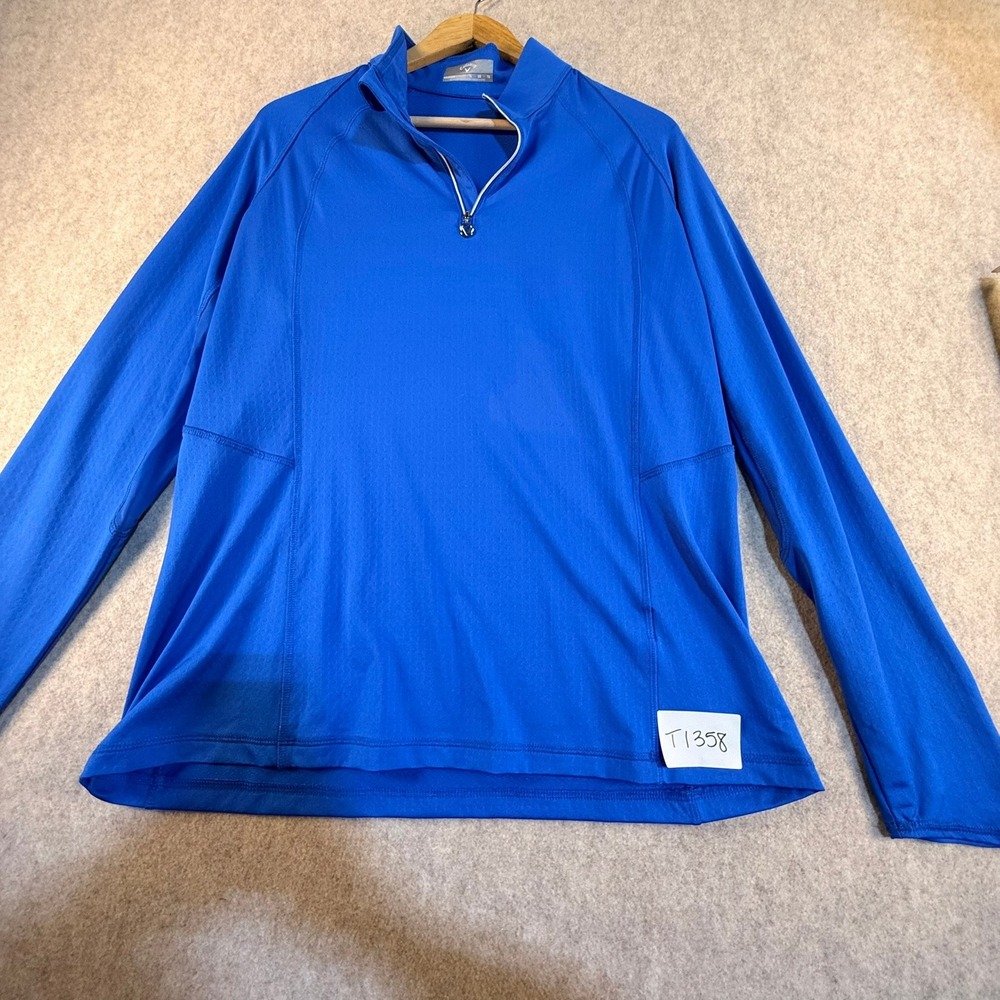 Callaway Weather Series Mens‎ XL Royal Blue Quarter Zip Golf Pullover Sweater